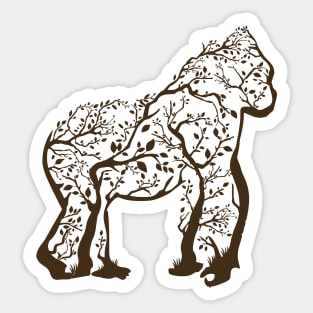 gorilla tree illustration Sticker